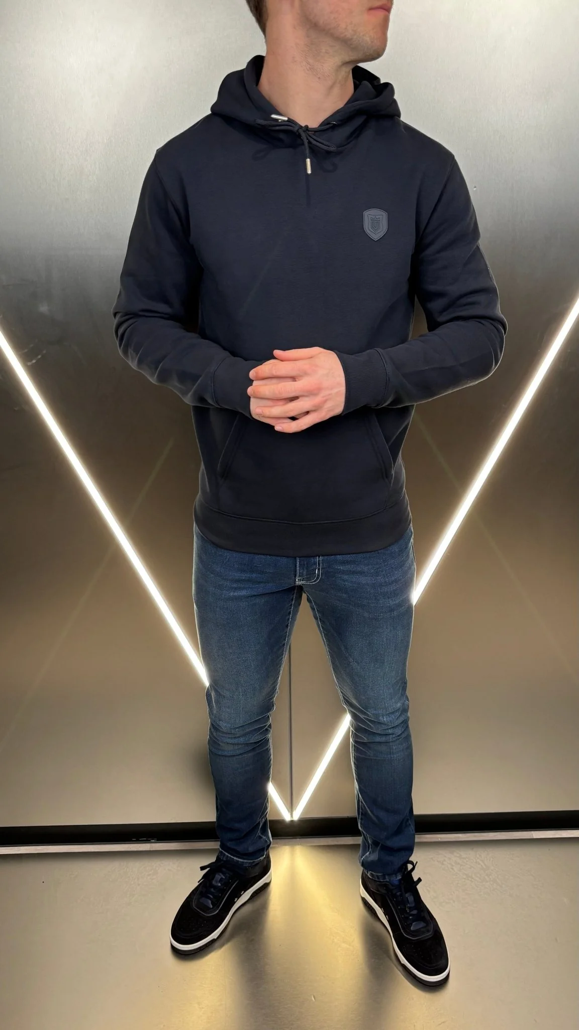 Badge Luxe Hoodie - Navy - Image 2
