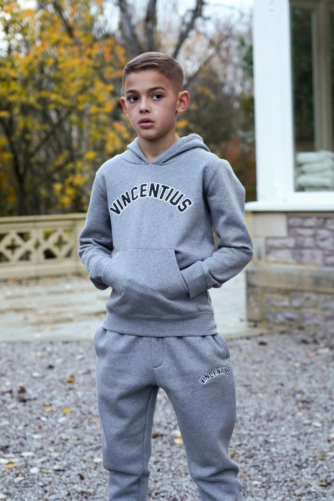 Boys Applique Tracksuit - Grey Marl - Image 3
