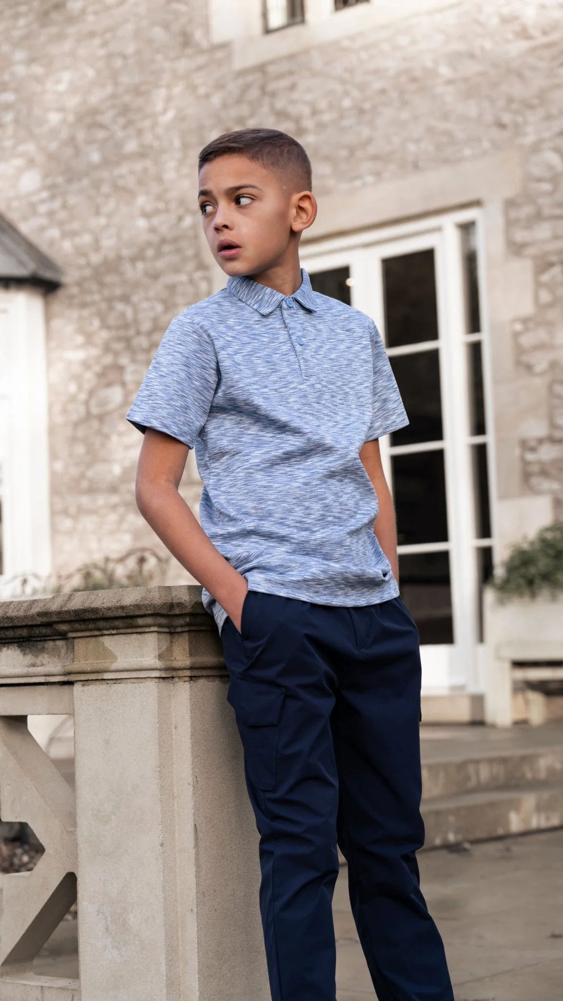 Boys Blue Space Dye Polo V2 - Image 3