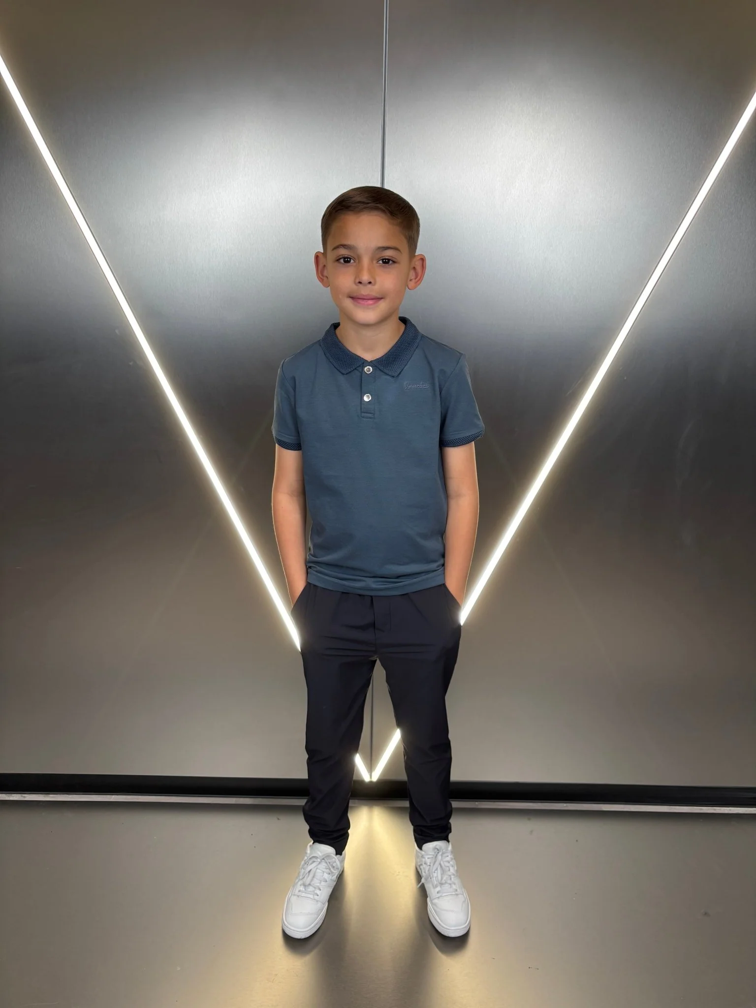 Boys Luxury Pique Logo Polo - Air Force
