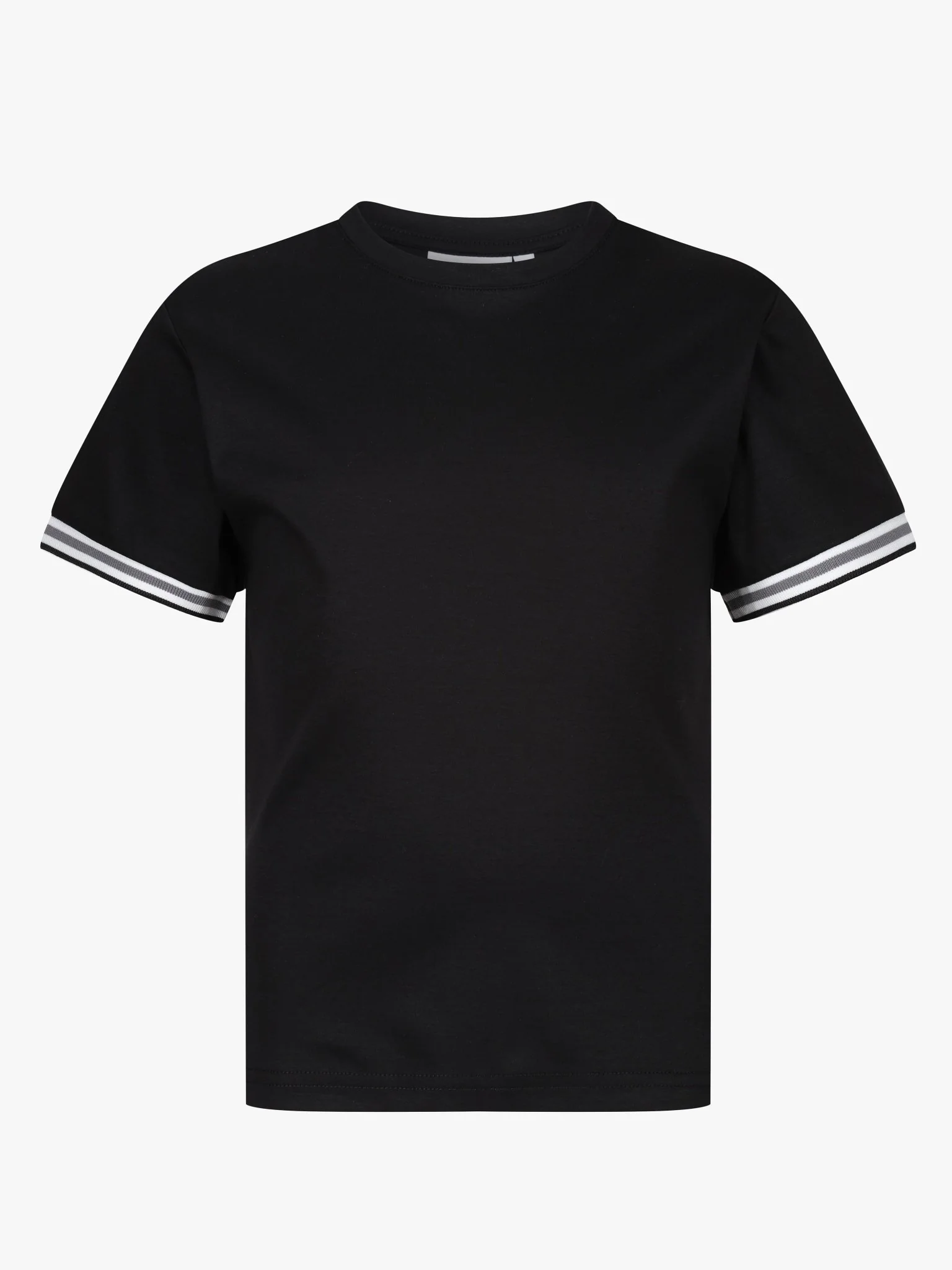 Boys Ribbed Cuff Black T Shirt - Image 2