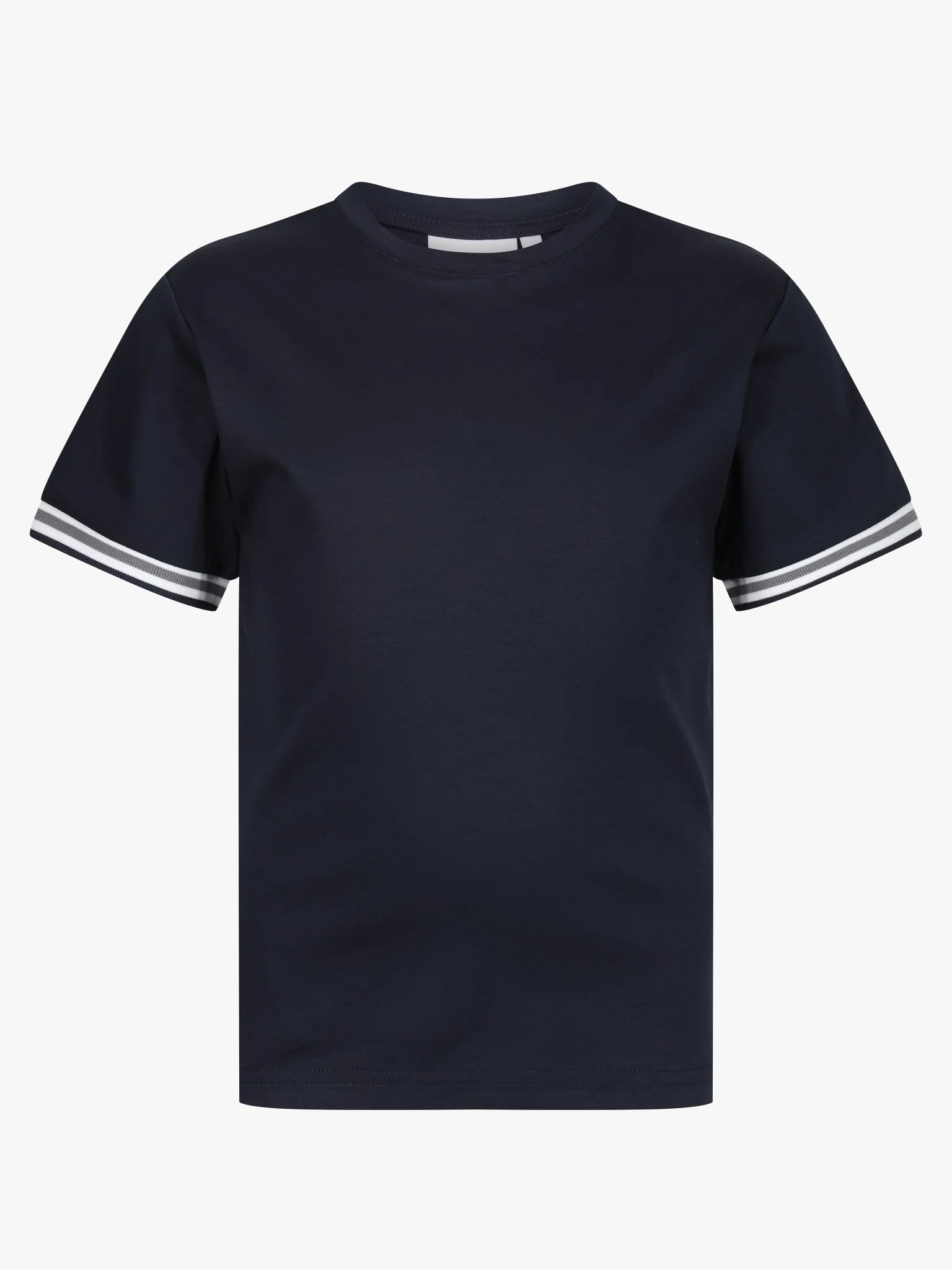 Boys Ribbed Cuff Navy T Shirt - Image 2