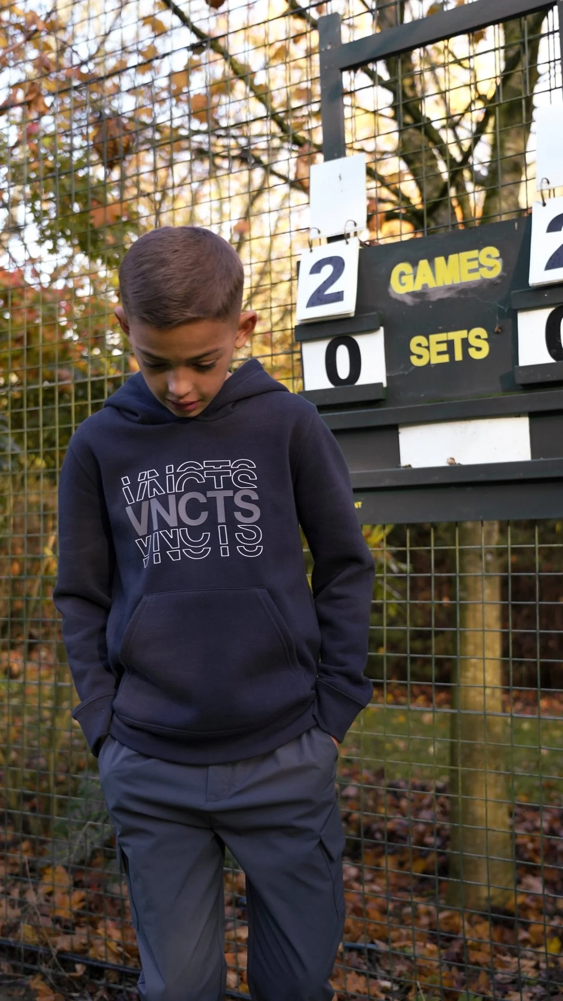 Boy's Rolling Letters Luxe Hoodie - Navy - Image 3