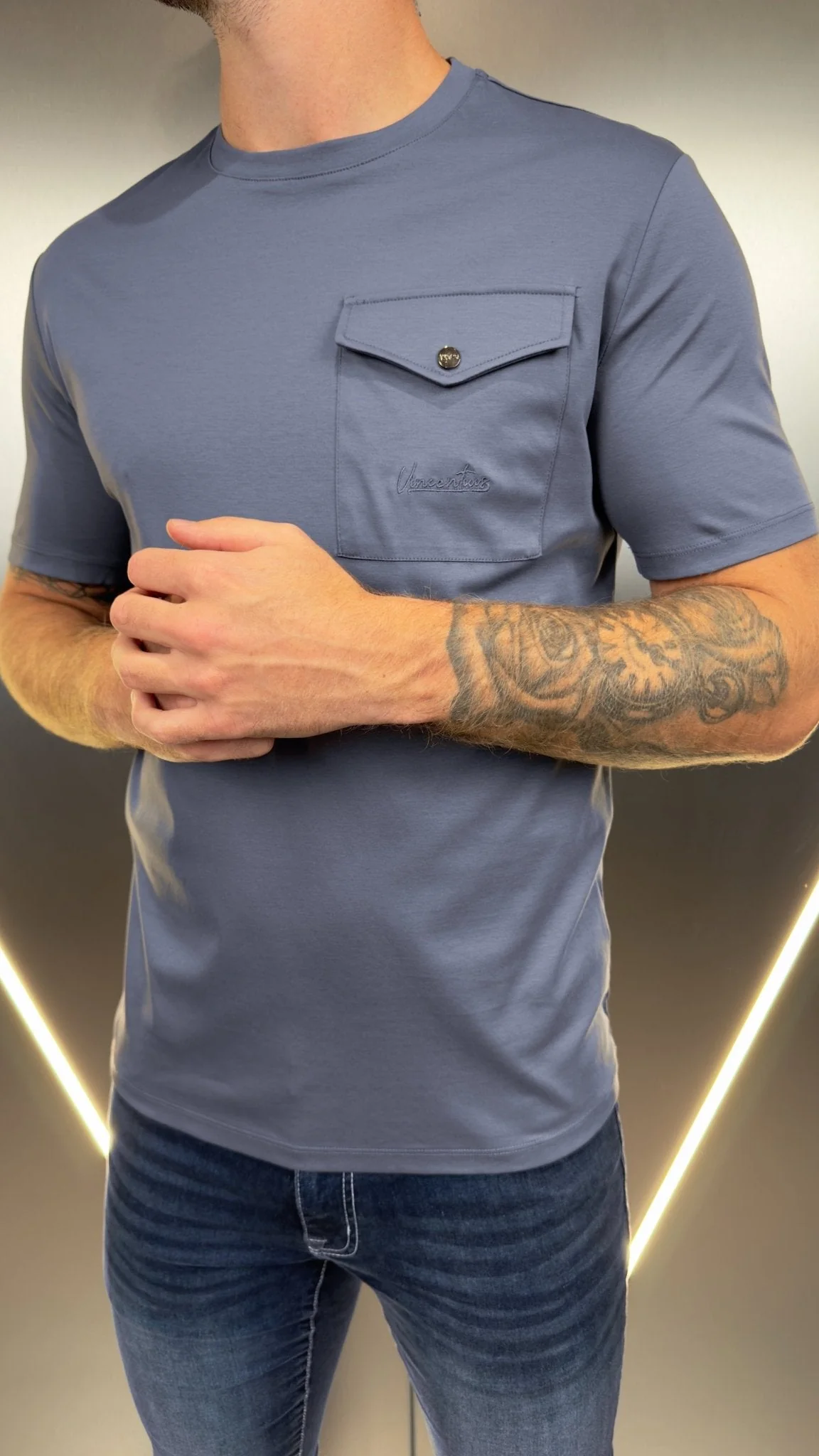 Luxury Mercerised Pocket Logo T-Shirt - Ombre - Image 3