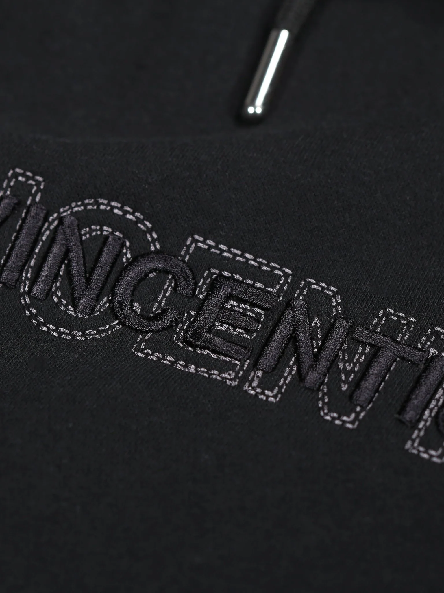 Double Embroidery Luxe Hoodie - Black - Image 4