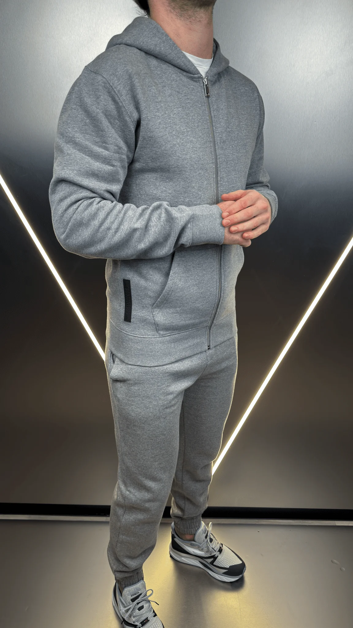 Full Zip Silicone Badge Every Day Tracksuit - Grey Marl - Image 2