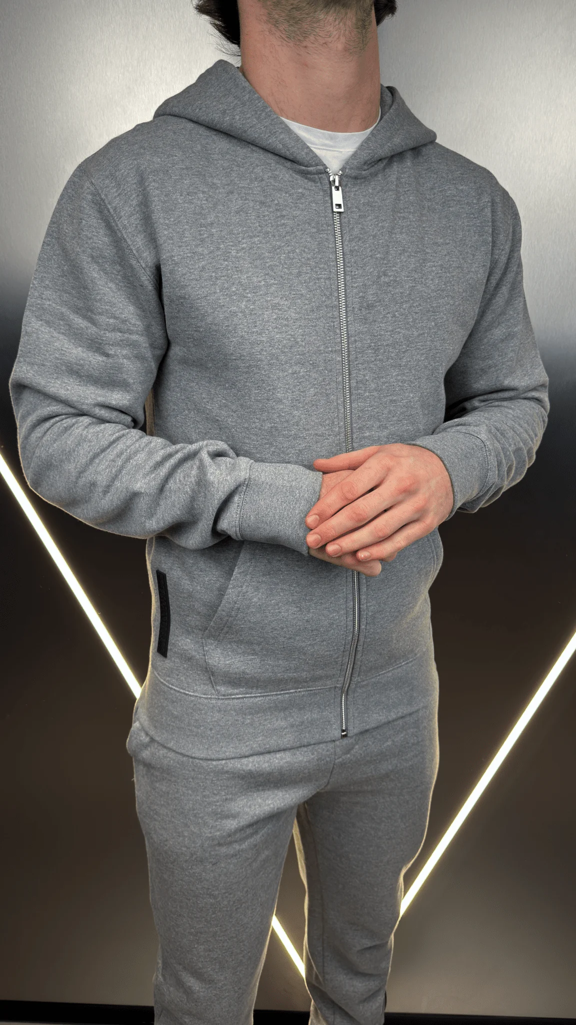 Full Zip Silicone Badge Every Day Tracksuit - Grey Marl - Image 3