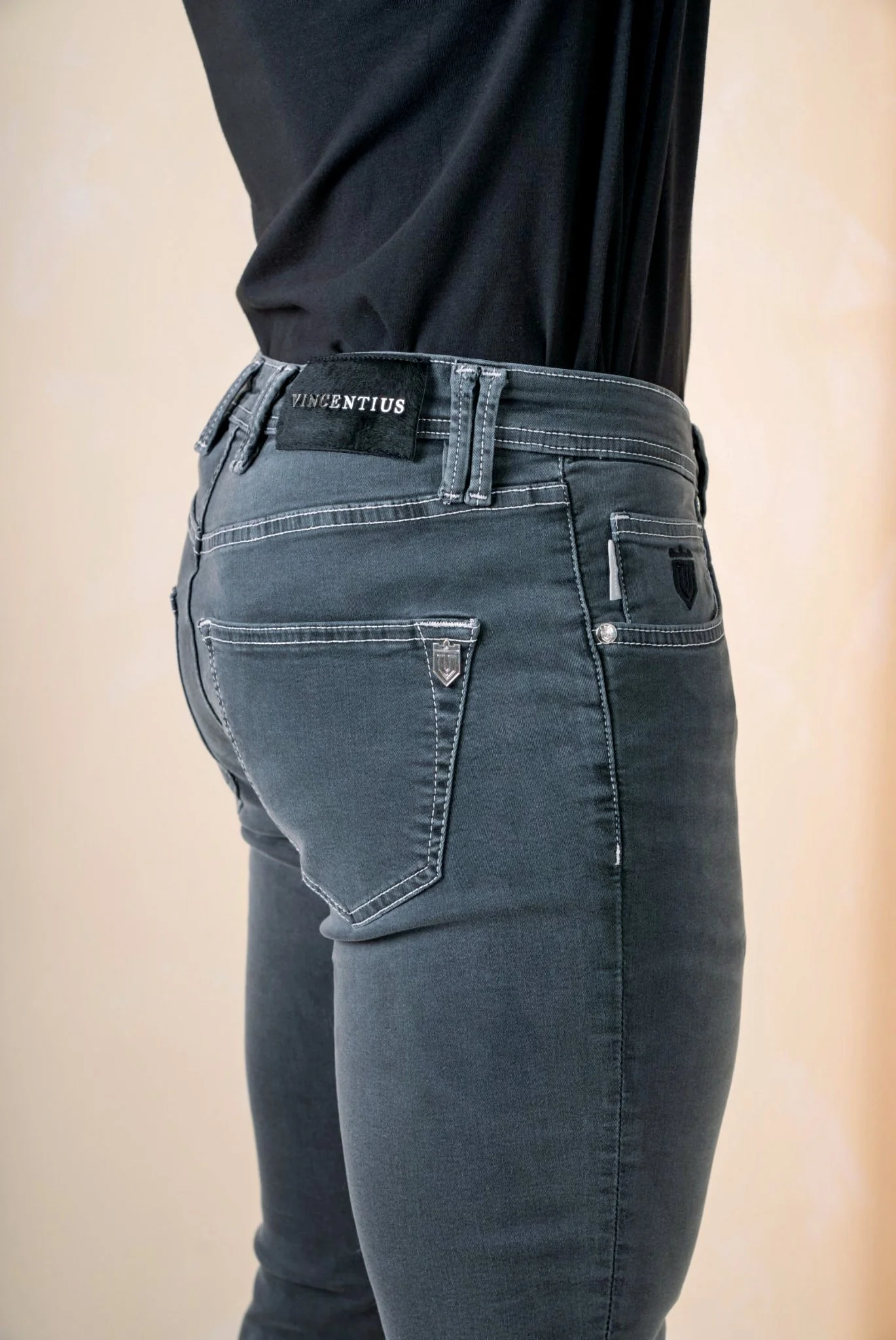 Luxury Edition Tailored Fit Jeans - Mid Grey/Black Patch - Image 5
