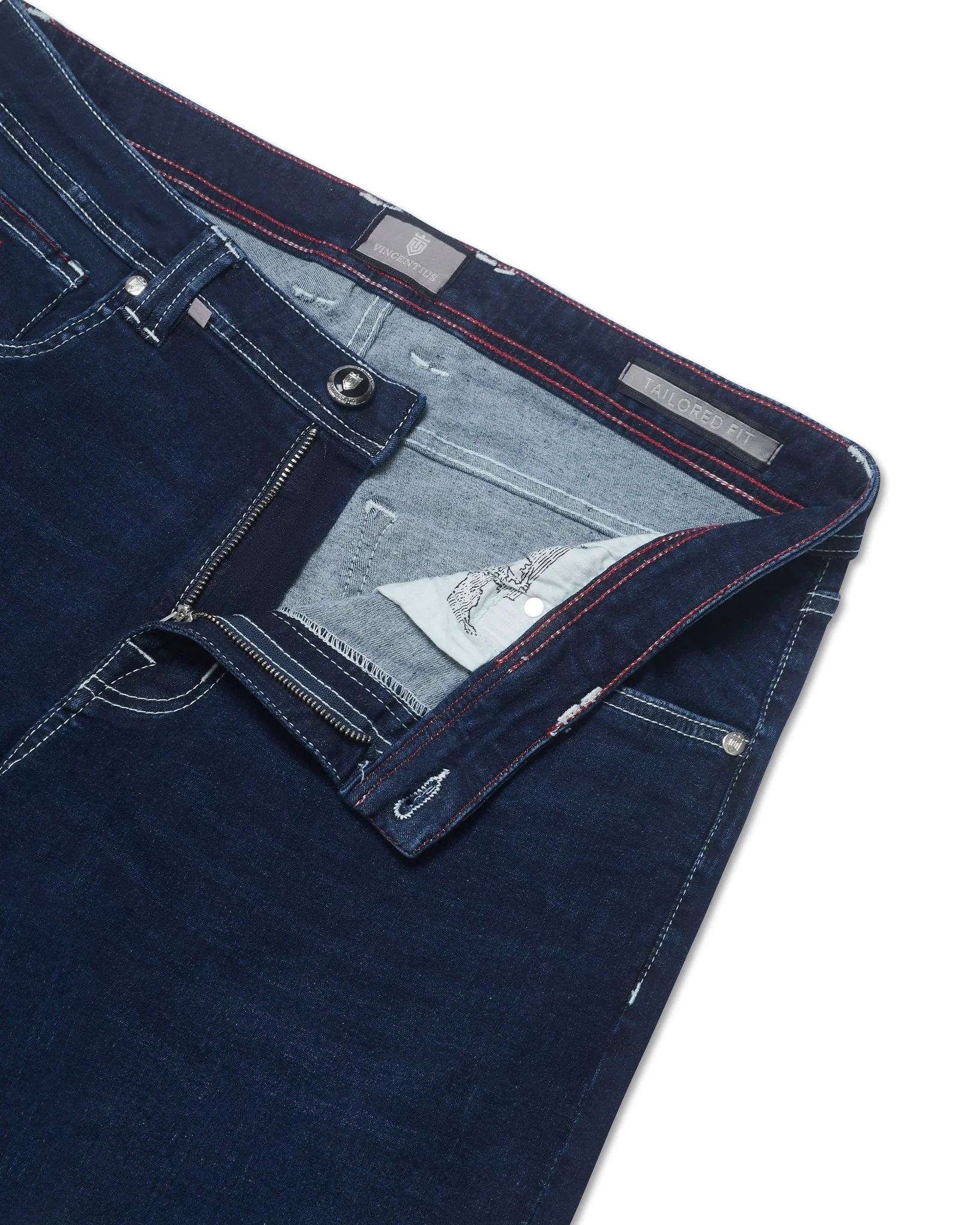 Luxury Edition Tailored Fit Jeans - Mid Blue/Navy Patch - Image 3