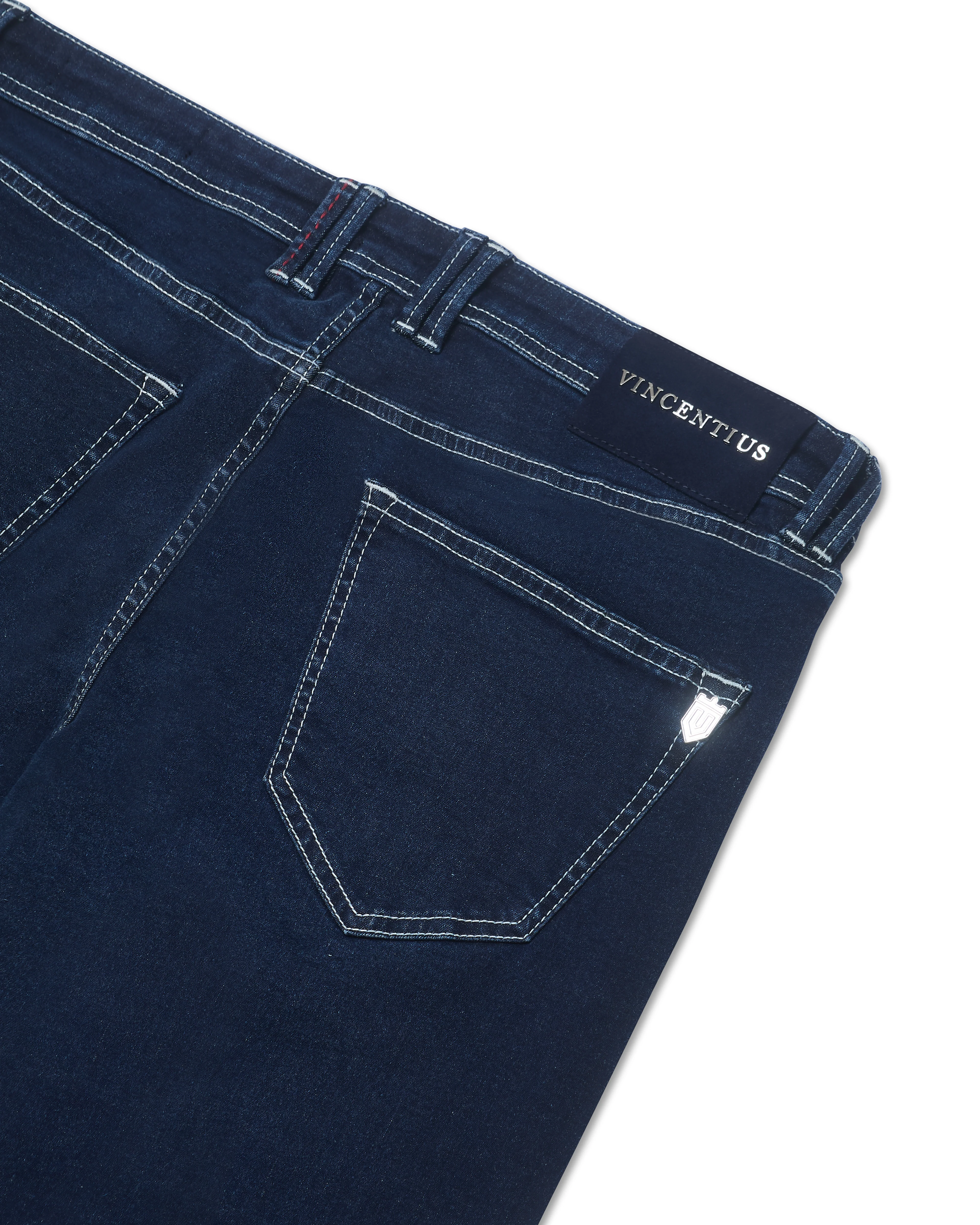 Luxury Edition Tailored Fit Jeans - Mid Blue/Navy Patch - Image 4