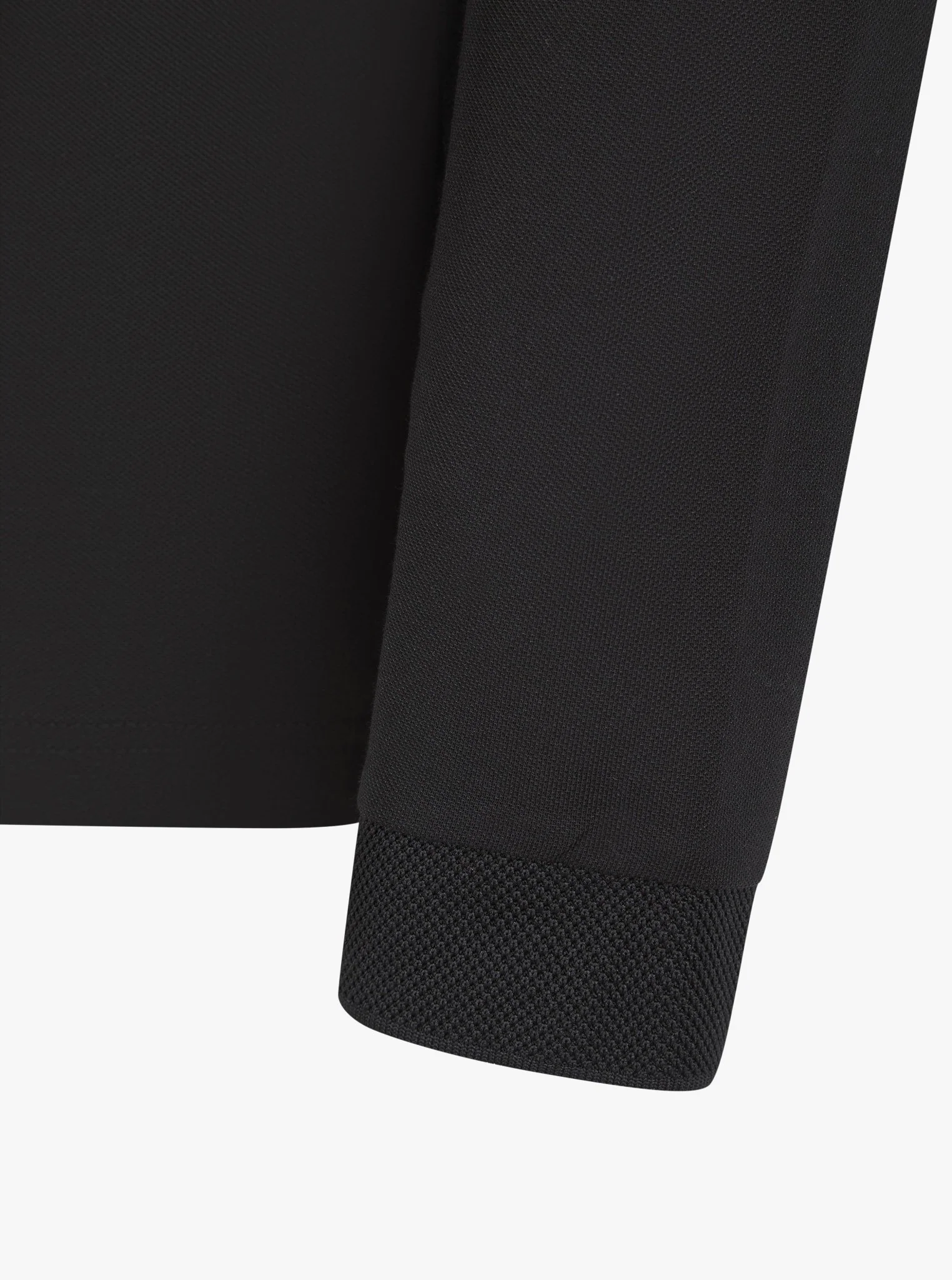 Luxury Long Sleeve Pique Logo Polo - Black - Image 4
