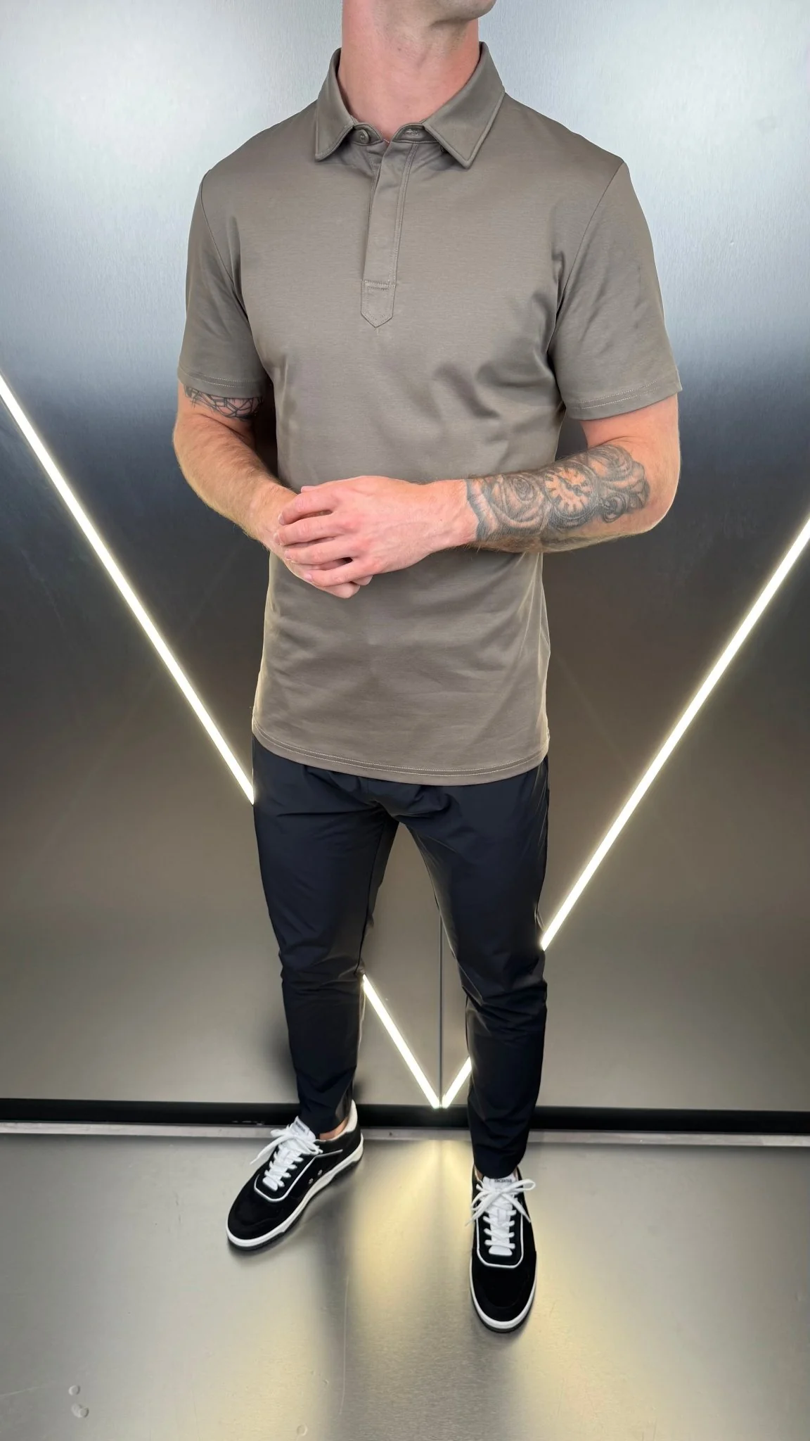 Luxury Mercerised Mocha Polo T Shirt - Image 4