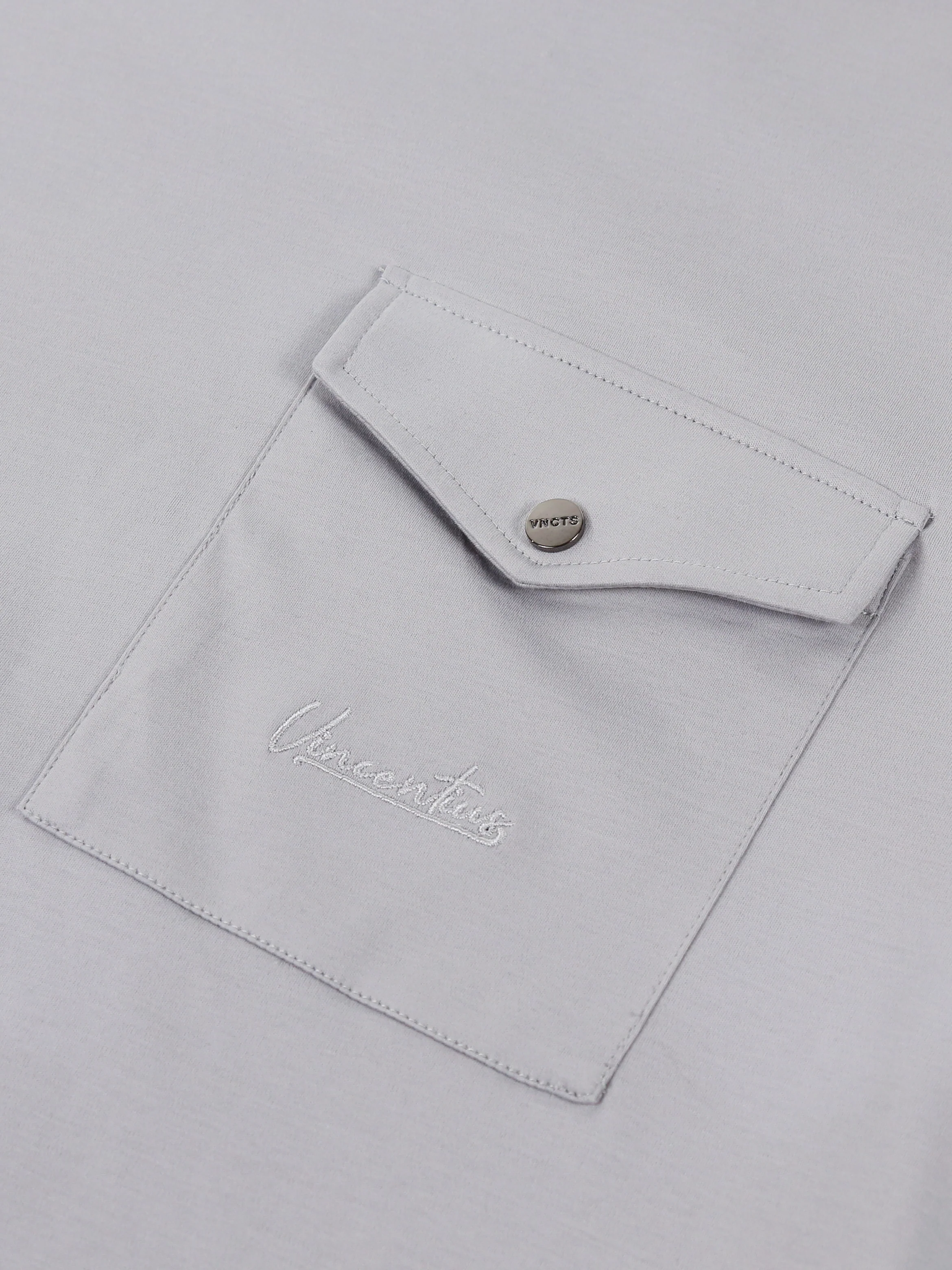 Luxury Mercerised Pocket Logo T-Shirt - Ice Grey - Image 5