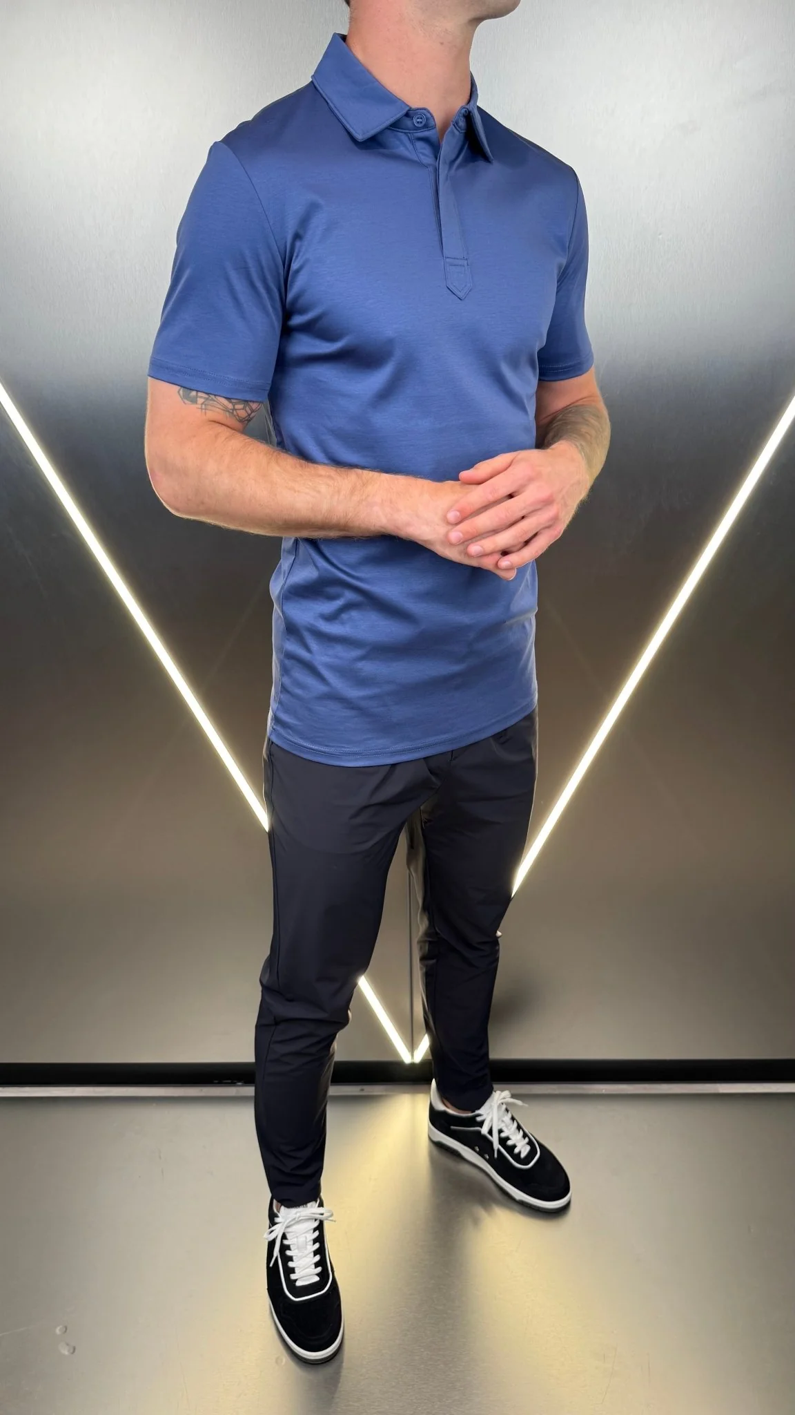 Luxury Mercerised Sapphire Polo T Shirt - Image 4
