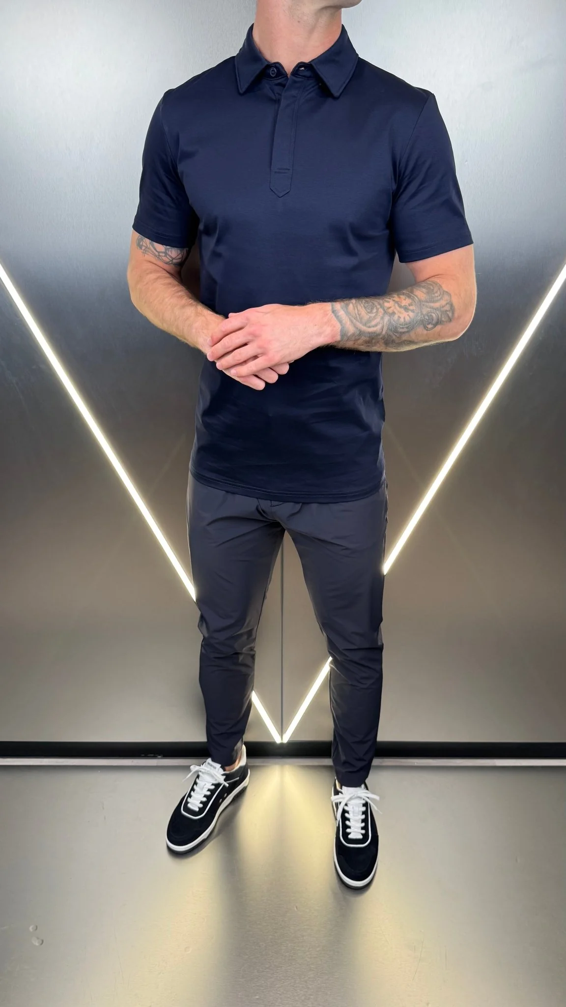 Luxury Mercerised Navy Polo T Shirt