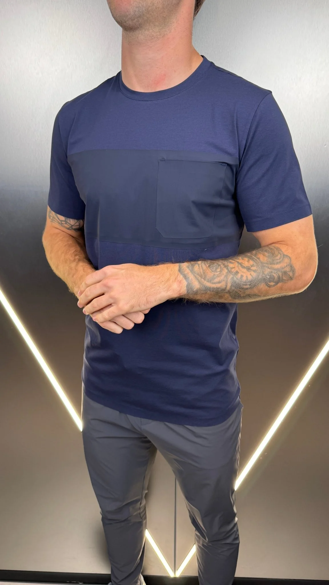 Luxury Vertex Panel T-Shirt - Navy