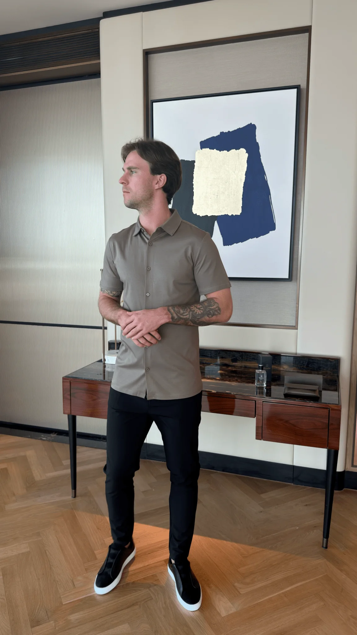 Mercerised Short Sleeve Shirt - Mocha - Image 4
