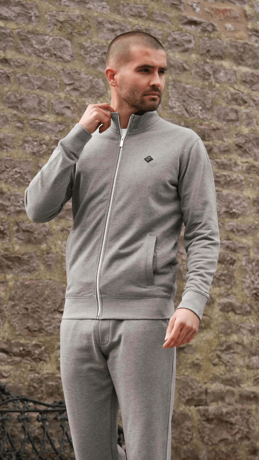 Loopback Zip Through Jacket - Grey Marl
