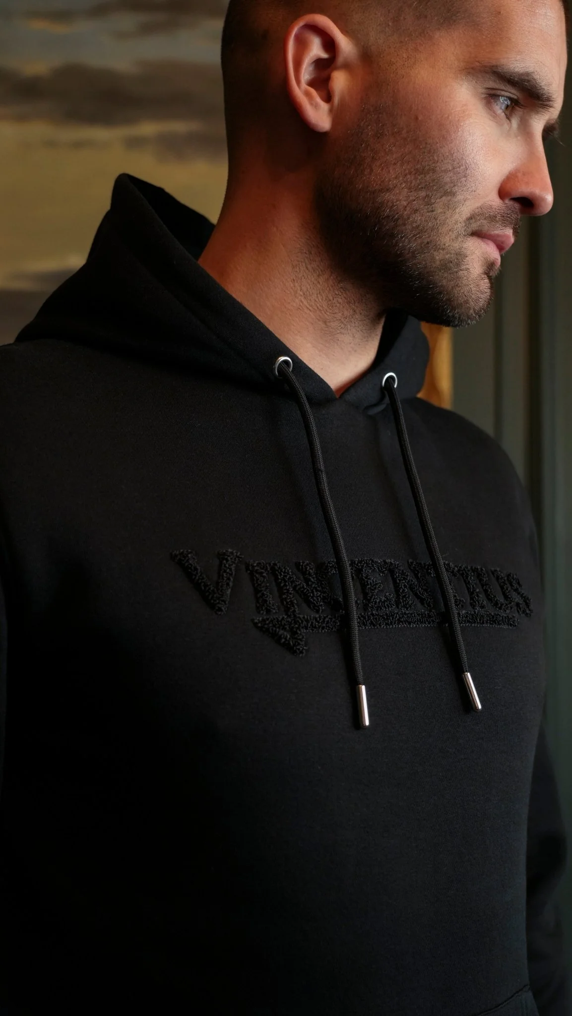 Serif Boucle Hoodie - Black - Image 2