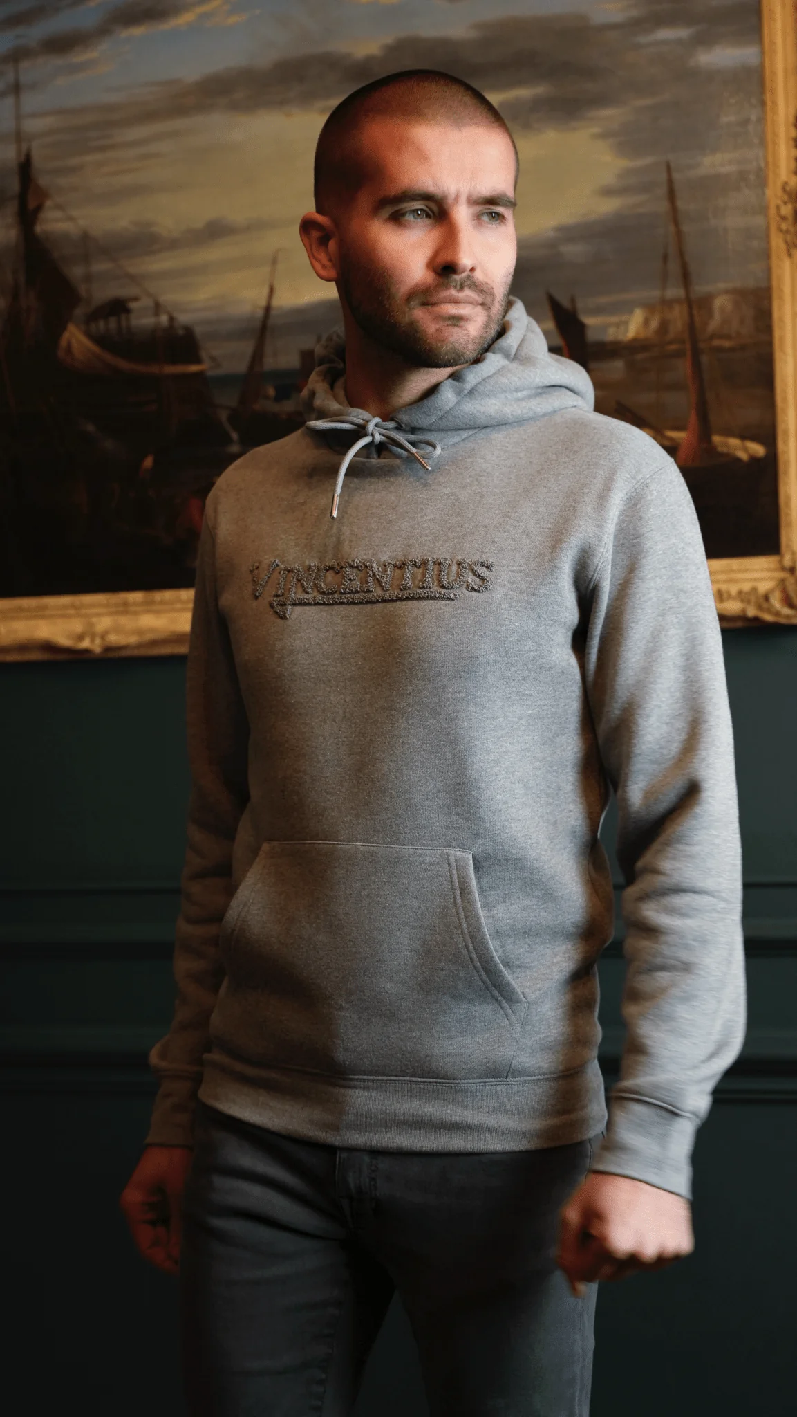 Serif Boucle Hoodie - Grey Marl